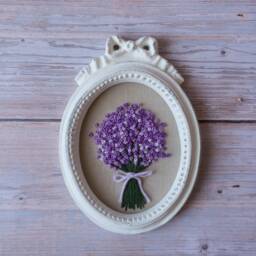 Wall Hanging, Embroidered Flowers Pictures, Wall Art For Living Room, Embroidery Artwork - thumbnail 3