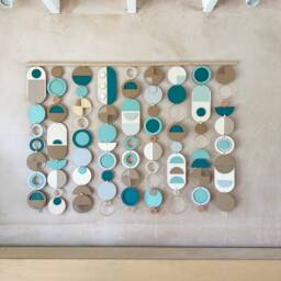 Blue Geometric Wall Art - Large Mid-Century Modern Tapestry - thumbnail 4