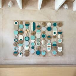 Blue Geometric Wall Art - Large Mid-Century Modern Tapestry - thumbnail 2