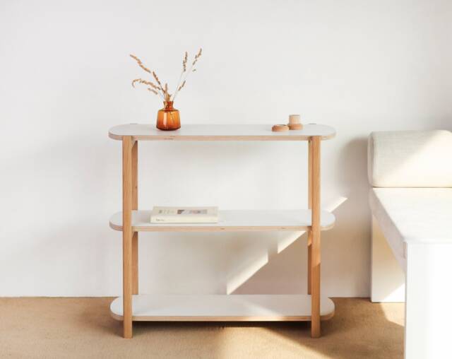 Any Shelf 80/3 - Mid-Century Modern Low Bookcase White Oak & Hpl Shelving Unit - image 1
