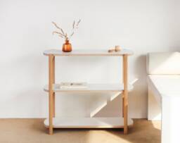 Any Shelf 80/3 - Mid-Century Modern Low Bookcase White Oak & Hpl Shelving Unit - thumbnail 1