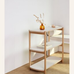 Any Shelf 80/3 - Mid-Century Modern Low Bookcase White Oak & Hpl Shelving Unit - thumbnail 3