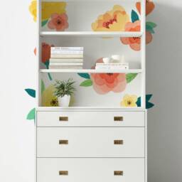 Watercolor Flower Wall Stickers Yellow Orange Blooms, Kids Room Decor - thumbnail 2