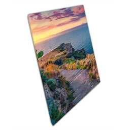 Spring Sunrise Over Milazzo Cape Canvas Print Mediterranean Seascape Wall Art For Home Office Decor - thumbnail 1