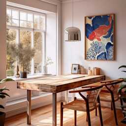 Koi Fish Coral Art Print, Mid Century Modern Coastal Decor - thumbnail 3