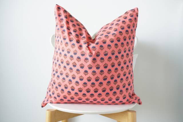 Indian Block Print Pillow Cover , Cotton Voile Hand Mede - image 1