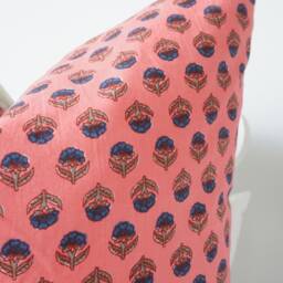 Indian Block Print Pillow Cover , Cotton Voile Hand Mede - thumbnail 3