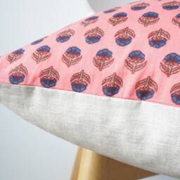 Indian Block Print Pillow Cover , Cotton Voile Hand Mede - thumbnail 4