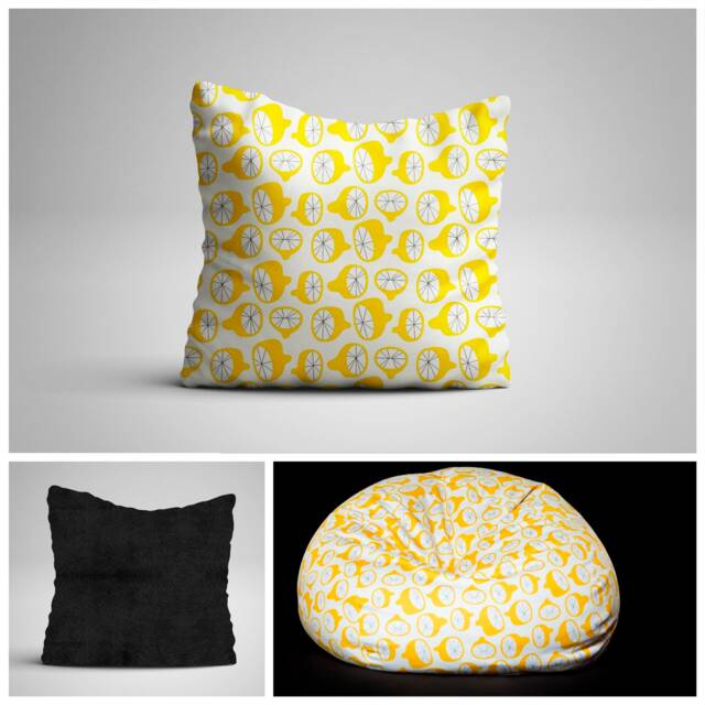 Decorative Pillow, Yellow Lemon, Cushion, Food Print, Unique Gift, 16x16 Inch - image 1