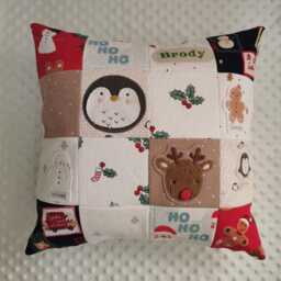 Baby 1st Christmas Memory Cushion 2026, Made From Clothes, Keepsake Double Sided Pillow. Embroidered Name - thumbnail 4