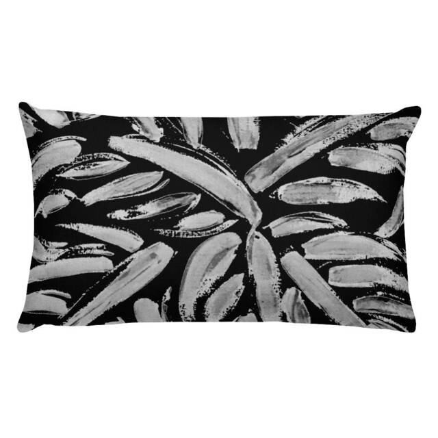 Black & White Brushstroke Lumbar Pillow Modern Home Decor - image 1