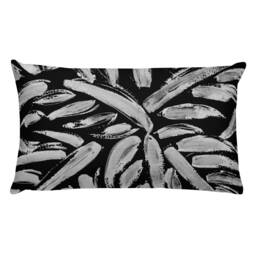 Black & White Brushstroke Lumbar Pillow Modern Home Decor