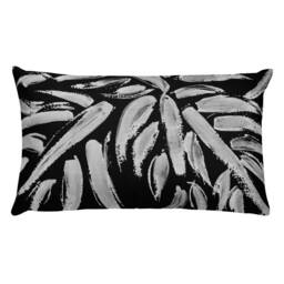Black & White Brushstroke Lumbar Pillow Modern Home Decor - thumbnail 2