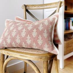 Red Linen Pillow Cover French Cottage Jute Trim Throw Cushion - thumbnail 1