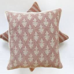 Red Linen Pillow Cover French Cottage Jute Trim Throw Cushion - thumbnail 3