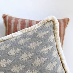 Red Linen Pillow Cover French Cottage Jute Trim Throw Cushion - thumbnail 4
