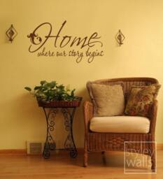 Home Wall Quote Decal, Where Our Story Begins-Vinyl Decal Lettering Sticker For Decor - thumbnail 1