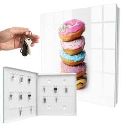 Colorful Donuts Key Cabinet For Home, Pink Industrial Box, Photographic Food, Sweets Lovers - thumbnail 2