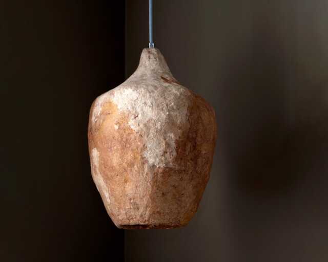Handmade Paper Mache Pendant Light - Terracotta Wabi Sabi Lamp - image 1