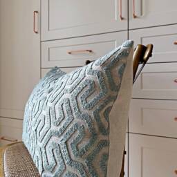 Aqua Blue Boucle Lumbar Pillow Cover Zig-Zag Pattern - thumbnail 2