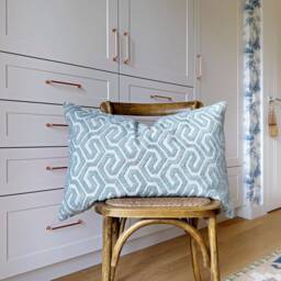 Aqua Blue Boucle Lumbar Pillow Cover Zig-Zag Pattern - thumbnail 1