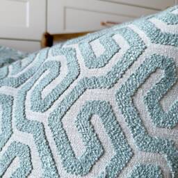 Aqua Blue Boucle Lumbar Pillow Cover Zig-Zag Pattern - thumbnail 3