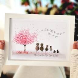 Personalised Mum Grandparent Pebble Picture - Framed Family Art Gifts For Her Mother's Day Birthday Gift Flutterby - thumbnail 2