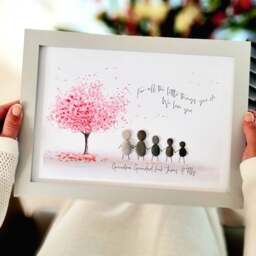 Personalised Mum Grandparent Pebble Picture - Framed Family Art Gifts For Her Mother's Day Birthday Gift Flutterby - thumbnail 1