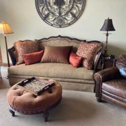 Burnt Orange Gold Floral Pillows in Chenille With Fringe For Sofa Chair Or Couch Inserts Made Usa - thumbnail 4
