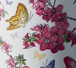 White Ceramic Planter Pink Cherry Blossom Butterfly Design - 12cm X 13cm - thumbnail 2