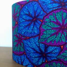 Blue Green Purple Leaf Pattern 40cm 35cm 30cm 25cm 20cm 15cm Fabric Drum Ceiling Pendant Or Table Lamp Floor Metallic Copper - thumbnail 3