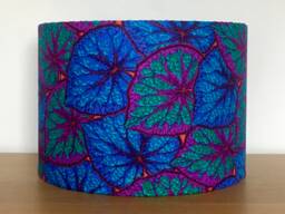 Blue Green Purple Leaf Pattern 40cm 35cm 30cm 25cm 20cm 15cm Fabric Drum Ceiling Pendant Or Table Lamp Floor Metallic Copper