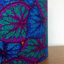 Blue Green Purple Leaf Pattern 40cm 35cm 30cm 25cm 20cm 15cm Fabric Drum Ceiling Pendant Or Table Lamp Floor Metallic Copper - thumbnail 2
