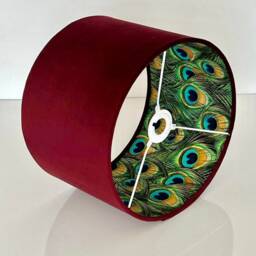 New Luxury Hq Double Sided Teal & Peacock Feathers Combination Lamp Shade Pendant Light - thumbnail 2