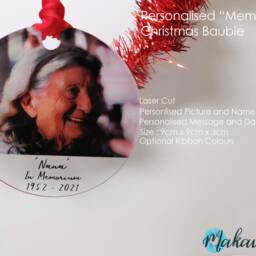 Personalised Memorial Bauble, Christmas Photo Bauble, Keepsake, Decoration, Plaque, Photo Memory Personalised Gift - thumbnail 3