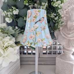 Cordless Touch Lamp. Beautiful Decoupaged Duck Egg Blue Floral & Bird Usb Rechargeable Table Lamp.cordless Lamp.touch