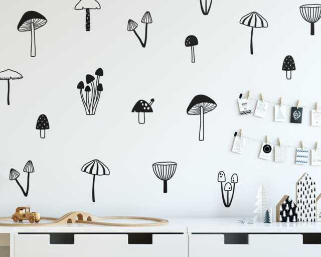 Mushroom Wall Decals - Woodland Nursery Decals, Forest Kids Room Stickers - image 1