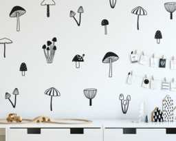 Mushroom Wall Decals - Woodland Nursery Decals, Forest Kids Room Stickers - thumbnail 1