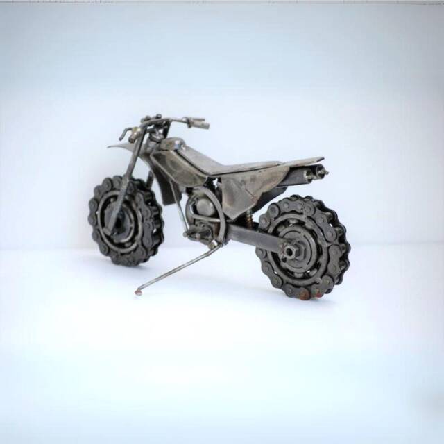 Eco-Friendly Recycled Metal Motor Bike Sculpture, Handmade Items For Nature Lovers, Gift Valentine - image 1