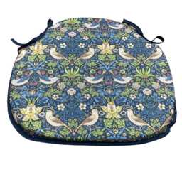 William Morris - Strawberry Thief Navy 100% Cotton Large Spindle Back Tie-On Seat Pads Dining/Patio/Garden/Kitchen - thumbnail 2