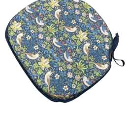William Morris - Strawberry Thief Navy 100% Cotton Large Spindle Back Tie-On Seat Pads Dining/Patio/Garden/Kitchen - thumbnail 3