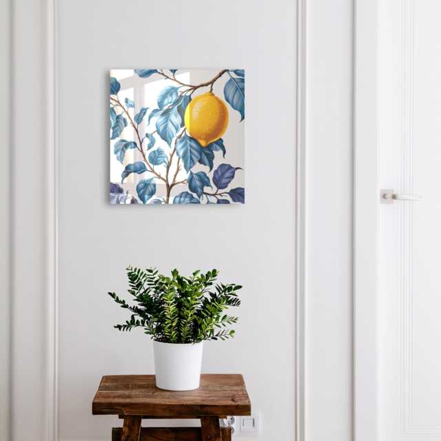 Lemon Leaves Key Cabinet For Home, Blue Industrial Box, Painterly Flowers & Plants, Lovers Of Nature Freshness - image 1