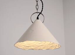 White Handmade Ceramic Pendant Light Cozy Home Ceiling Fixture Organic Modern Lamp Ambient Lighting - thumbnail 1