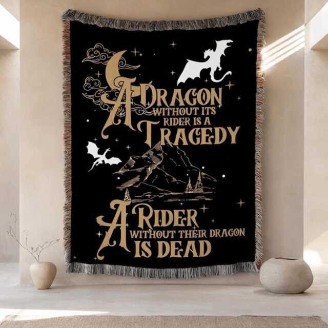 A Dragon Without Its Rider Blanket, Fourth Wing Throw, Basgiath War College Throw Violet Sorrengail Bookish Gift Decor - image 1