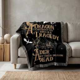 A Dragon Without Its Rider Blanket, Fourth Wing Throw, Basgiath War College Throw Violet Sorrengail Bookish Gift Decor - thumbnail 3