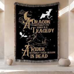 A Dragon Without Its Rider Blanket, Fourth Wing Throw, Basgiath War College Throw Violet Sorrengail Bookish Gift Decor - thumbnail 1