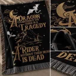 A Dragon Without Its Rider Blanket, Fourth Wing Throw, Basgiath War College Throw Violet Sorrengail Bookish Gift Decor - thumbnail 4