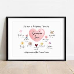 Custom Grandma Reasons I Love You Print Watercolor Affirmation Art - thumbnail 3