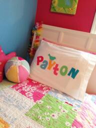 Personalized Name Pillowcase - Match Your Room Satin Pillow Case Applique Letters 320 Thread Count - thumbnail 1