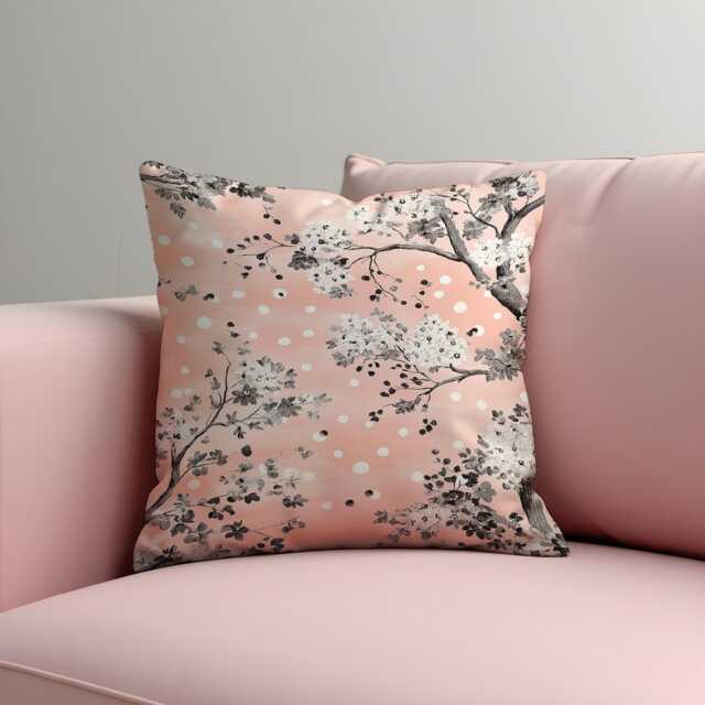 Pink Blossom Cushion Cover, Floral Branch Pillowcase, Soft Romantic Polka Dot Decorative Throw Pillow Case For Sofa Bedroom - image 1